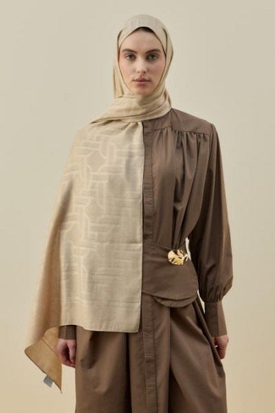 Merwish Bej Oriantal Elegance Şal 2602