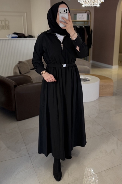 Lısa Exclusıve Siyah Paraşüt Elbise