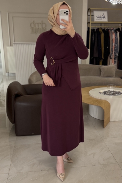 Nuss Bordo Gold Detaylı Etekli Takım