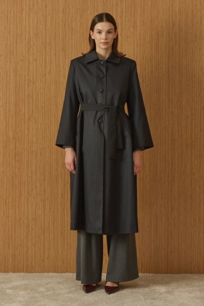 Merwish Siyah Maxi Trenç 1971