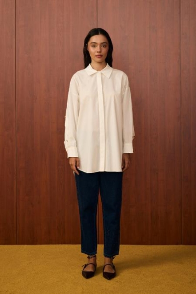 Merwish Beyaz Fly Gömlek