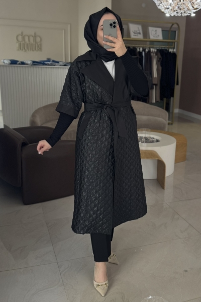 Nuss Siyah Kapitone Yarım Kol Uzun Kap