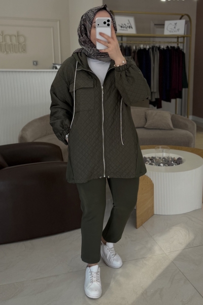 Dmb Butik Haki Kapitone Taş Bağcık Takım