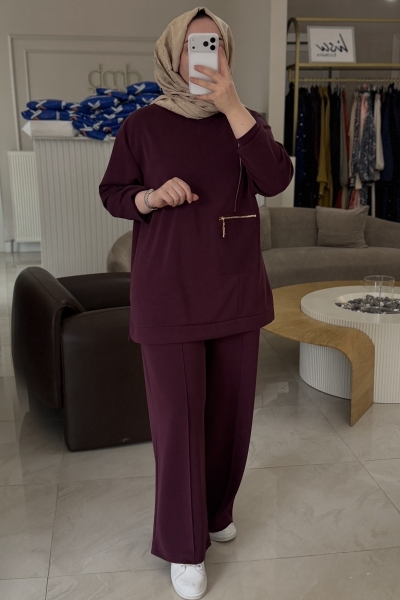 Nuss Mürdüm Fermuar Ve Cep Detay Takım