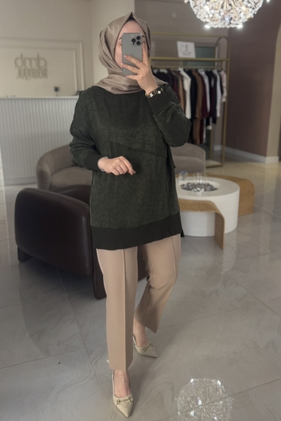 Sentez Grup Camel Nervürlü Beli Lastikli Pantolon