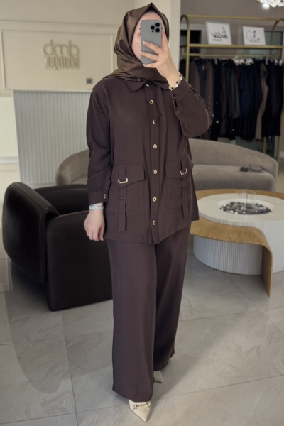 Nuss Kahverengi 1025 Kemer Detaylı Takım