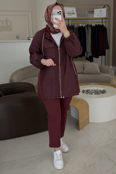 Dmb Butik Bordo Kapitone Taş Bağcık Takım