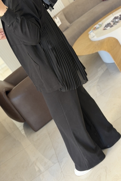 Merwish Siyah Plise Şifon Takım 1624