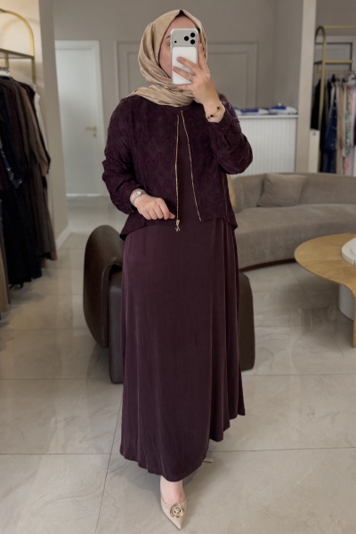 Nuss Bordo Ceketli Kupra Elbise 2031