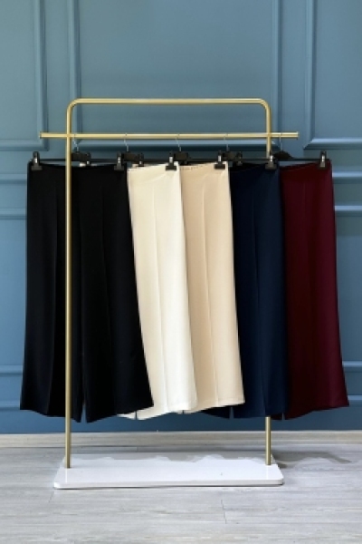 Sentez Grup Kahverengi Arkası Lastikli Geniş Paça Pantolon