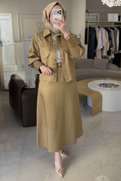 Nuss Bal Köpüğü İşlemeli Kemerli Etekli Takım 1044