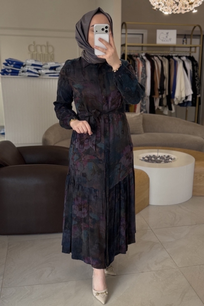 Nuss Karışık Baloncuk Desen Elbise 2038