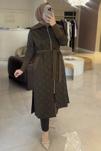 Kahverengi Triko Geçişli Kap 6004