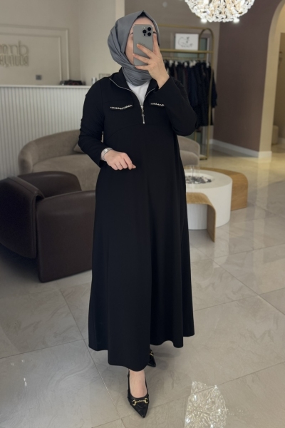 Nuss Siyah Cep Taşlı Siyah Elbise 2013