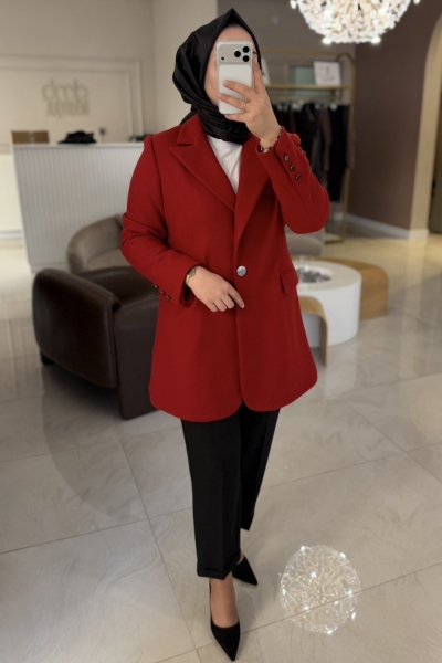 Esswaap Kırmızı Yün İçerikli Ceket