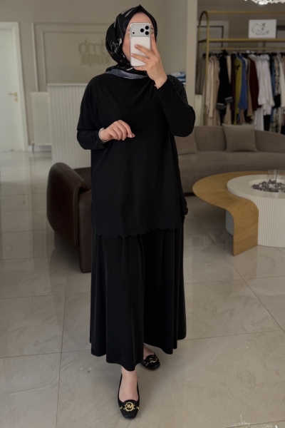 Tıg Trıko Siyah Oversize Tunik