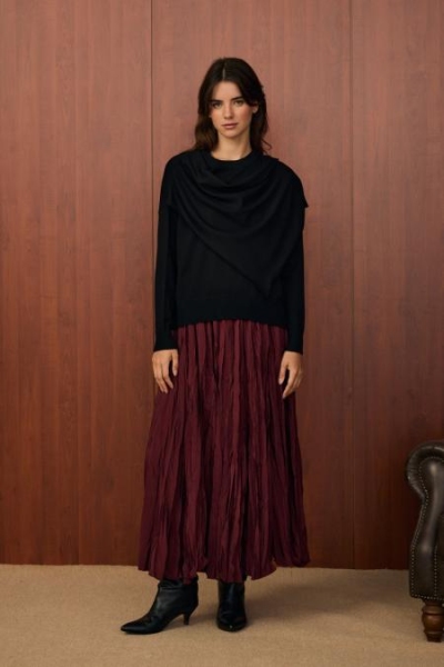 Merwish Siyah Venice Şal Triko Tunik 1507