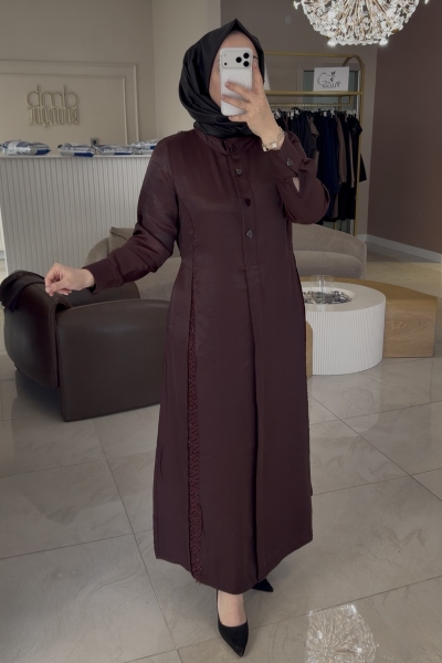 Lıssmore Bordo 5966 Düğme Detaylı Elbise