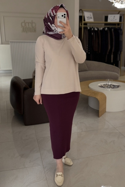 Nuss Bordo Triko Kalem Etek - 013