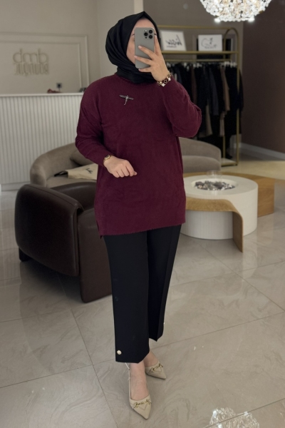 Nuss Bordo Angora Balıkçı Yaka Kazak 7000