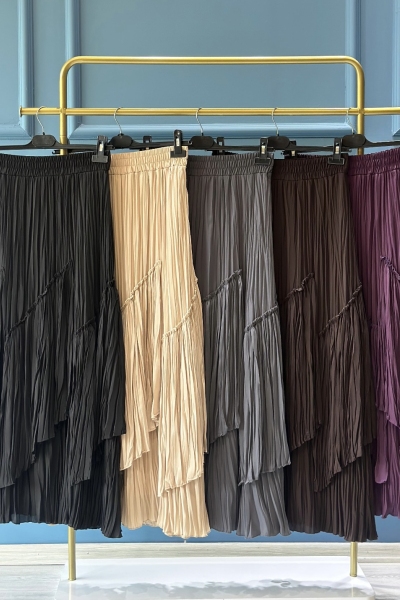 Sentez Grup Kahverengi Viola Kırıştırma Etek