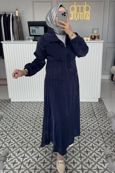 Lacivert Jakar Etek Ceket Takım 1039