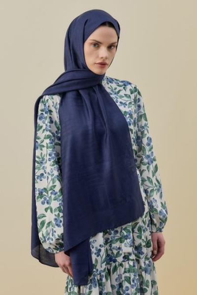 Merwish Lacivert Royal Modest Şal 2610