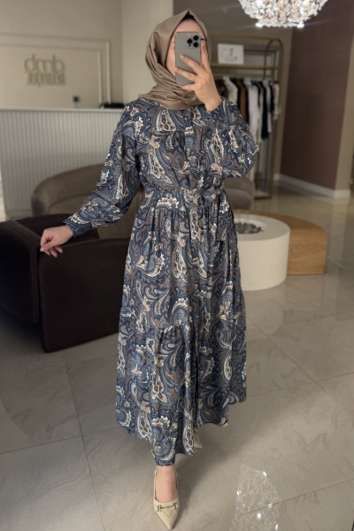 Merwish Mavi Sofıa Elbise